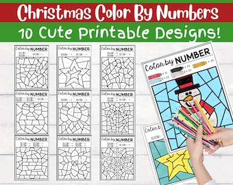 10 Adorable Color By Number Christmas / Holiday Themed Printables for Kids
