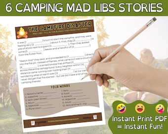 Camping Mad Libs Printable - 6 Funny Stories for Kids - Instant Download