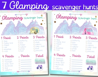 Glamping Scavenger Hunts for Kids [Fun Point System perfect for Summer Camp or Camping Party]