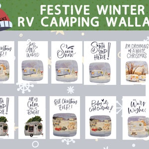 Winter Snowy Christmas RV Camping Printable Wallart (Christmas campers, christmas rv, christmas rv decor, christmas camping decor)
