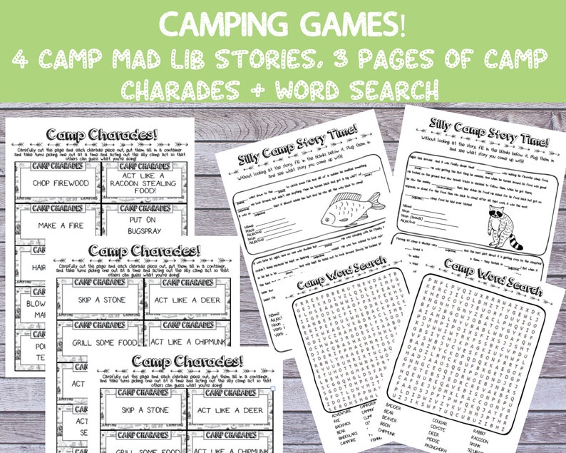 Barnens campingdagbok, lägerspel och aktiviteter (utskrivbar PDF) bild 7
