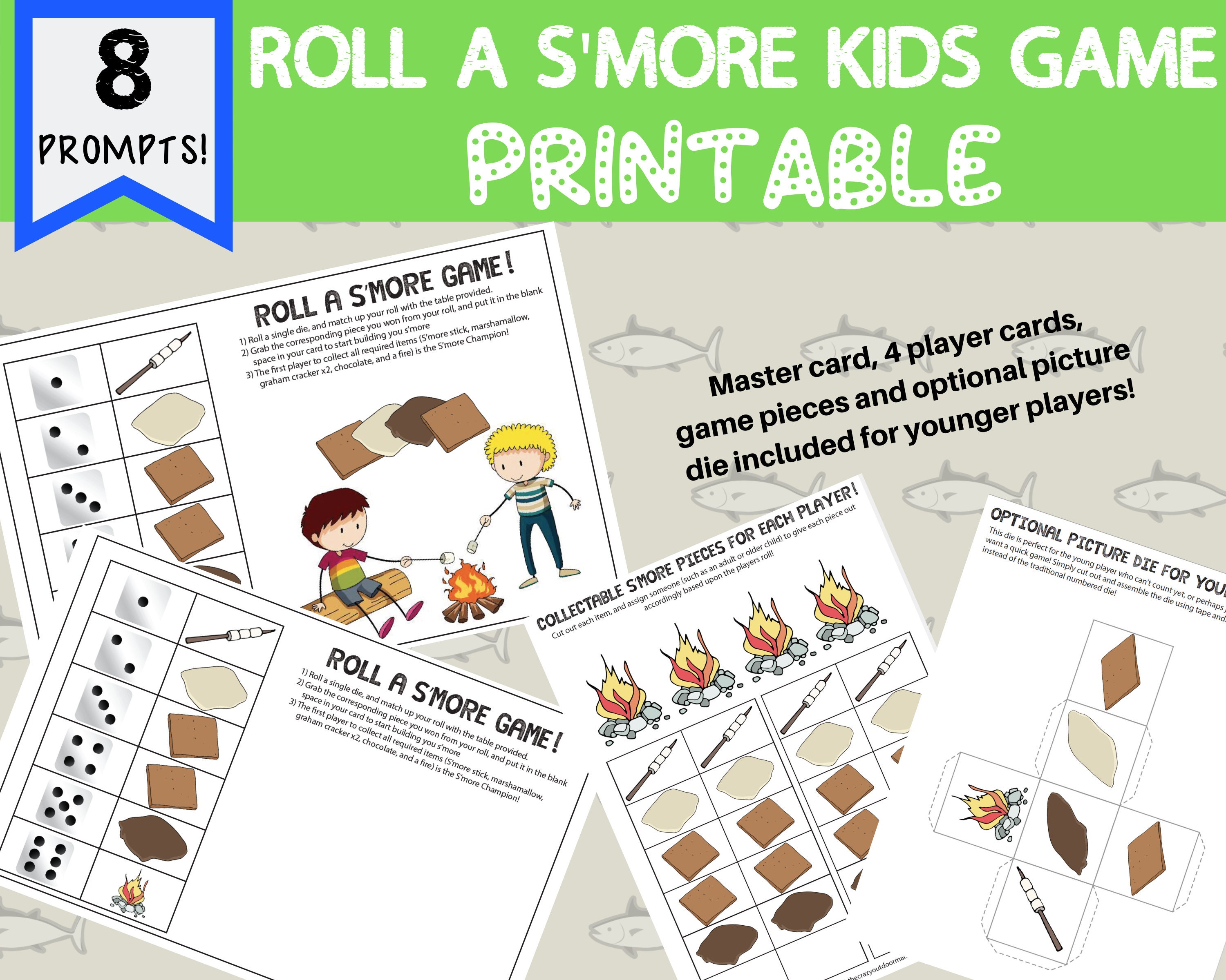 Printable Roll A S More Camping Game Camping Etsy