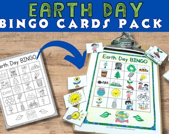 Earth Day BINGO Cards (20 Coloring Cards + Extra Large Calling Cards)