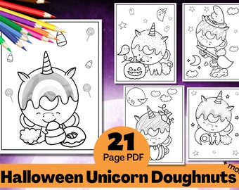 Halloween Unicorn Doughnut Coloring Pages and More for Kids, 21 Adorable Spooky Themed Unicorn and Costume Coloring Printables