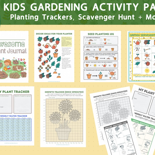 Educational + FUN Gardening Journal for Kids - plant growth tracker, watering tracker, seed planting and more [Printable PDF]