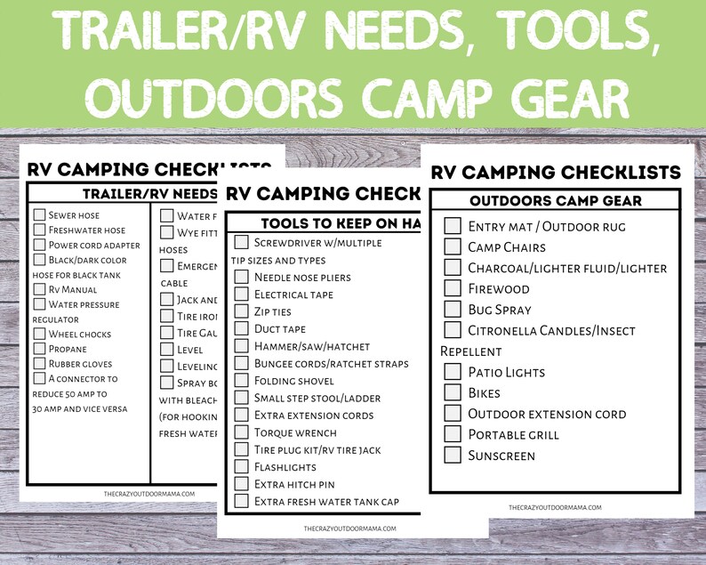 Complete Printable Set of 9 RV Checklists With 3 Cover Options camper