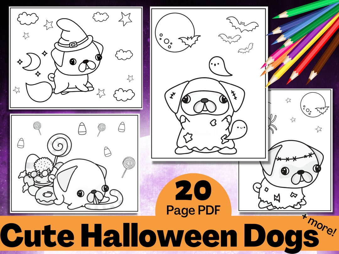 Cute Halloween Dog Coloring Pages and More for Kids, 20 Adorable Spooky ...