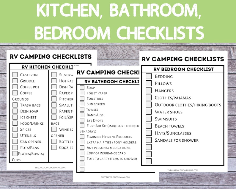 Complete Printable Set of 9 RV Checklists With 3 Cover Options camper