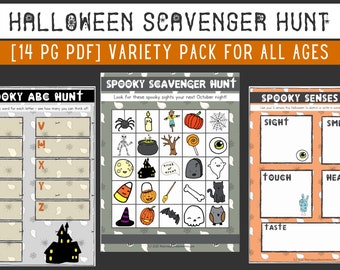 Halloween Scavenger Hunt Pack for ALL AGES [14 Page Printable PDF]