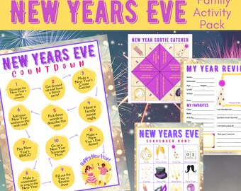 New Years Eve Activity Pack [Printable New Years Scavenger Hunt, Countdown, Year in Review +]