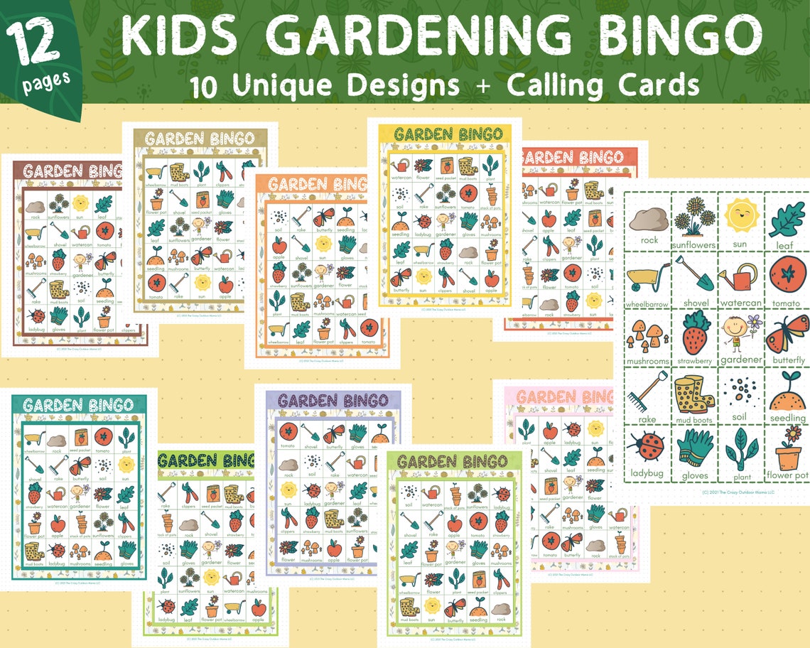 Pretty Garden Themed BINGO for Kids 10 Unique Game Boards Set of ...