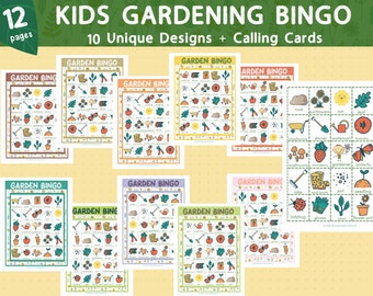 Pretty Garden Themed BINGO for Kids ( 10 Unique Game Boards + Set of Calling Cards )