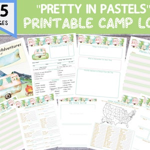 Printable Pastels Color Camping/RV Journal [55 Pages Instant Download with Pretty Design, National Park + State Checklists and more!]]