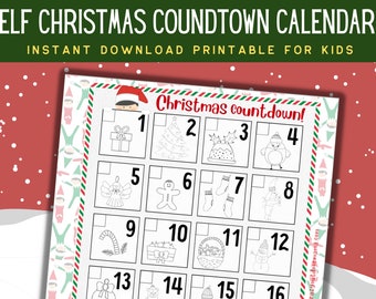 Adorable Elf Themed Advent Calendar for Kids (Color in Countdown to Christmas Calendar)