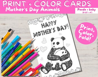 Cute Mother's Day Card from the Kids (Panda & Baby) [Instant Download PDF Kids Mother's Day Coloring Activity]