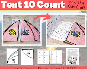 10 Count Fold Out Tent Craft For Kids - Perfect for Camp Week, Summer Camp, or Nature Themed Counting Practice!