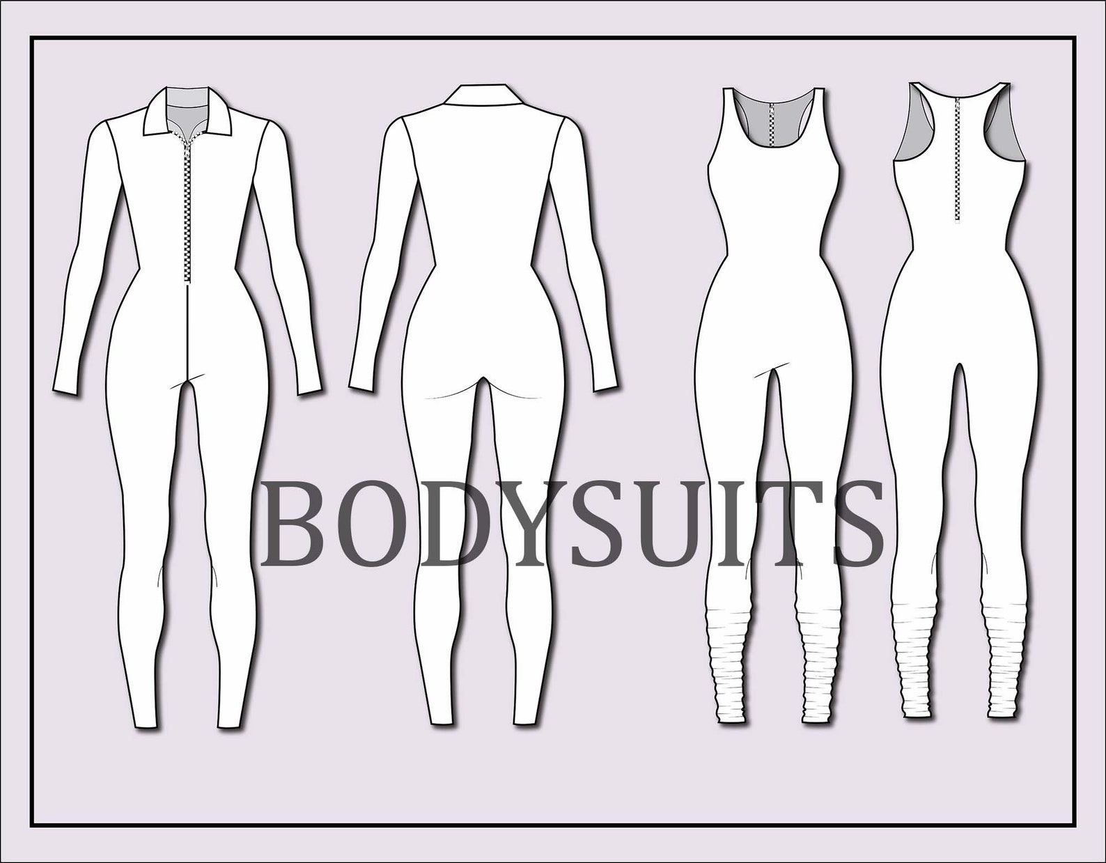 Bodysuits Vectorjumpsuits Vectorfashion Flat Sketch for Adobe