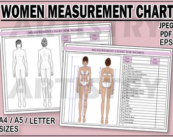 Women's Body Measurement Chart: Fashion Design Template (Digital Download)