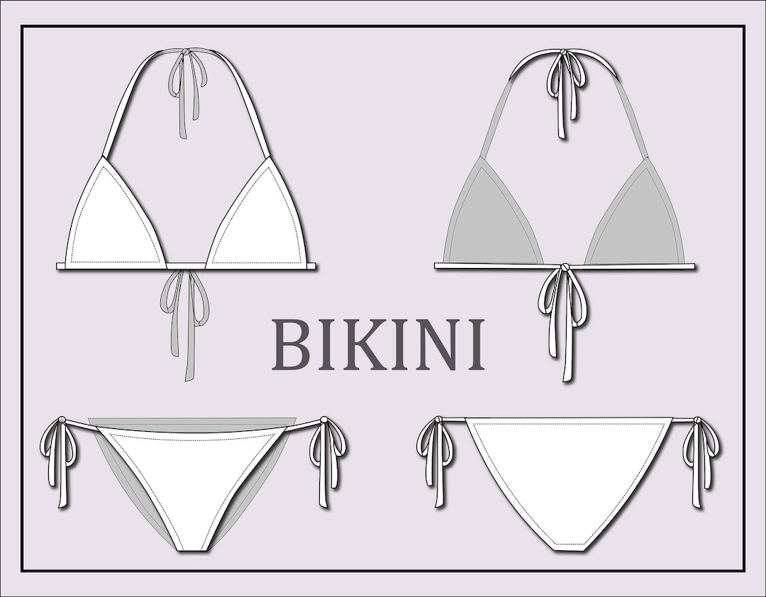 Bikini Vector swimsuit Vector-fashion Flat Sketch for Adobe - Etsy