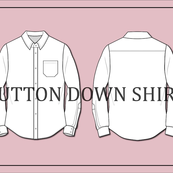 Button down shirt vector-shirt vector -fashion flat sketch for adobe illustrator - technical drawing -varsity jacket templates