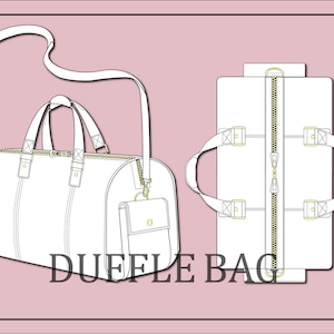 Duffle bag vector- bag vector-fashion flat sketch for adobe illustrator - technical drawing -duffle bag templates