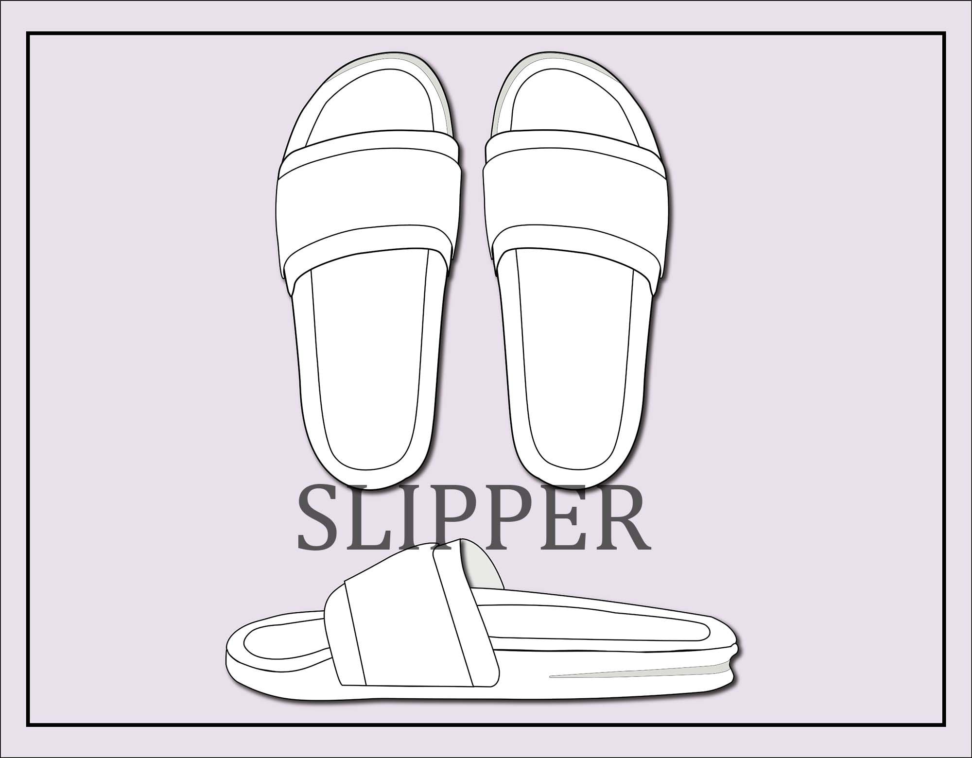 Slipper Vector Slipper Fashion Flat Sketch for Adobe Etsy