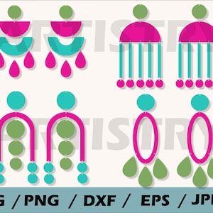 Bohemian earrings svg bundle, boho earrings svg , Leather earring svg bundle , hoop earrings svg ,  Earring cut files , instant download