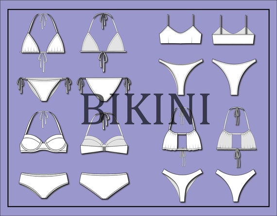 Buy Bikini Vector swimsuit Vectorfashion Flat Sketch for Adobe Online in  India  Etsy