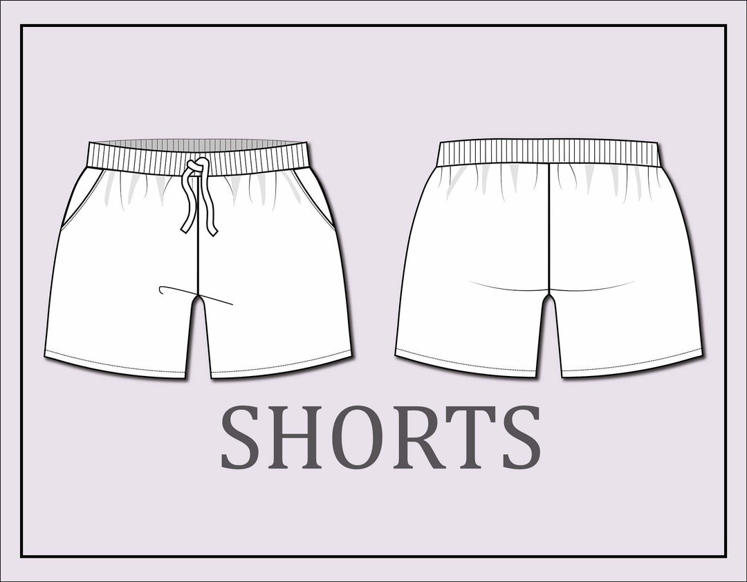 Unisex Shorts Vector unisex Shorts-fashion Flat Sketch for Adobe