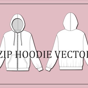 Zip hoodie vector-hoodie vector -hoodie vector -fashion flat sketch for adobe illustrator - technical drawing -jacket hoodie templates