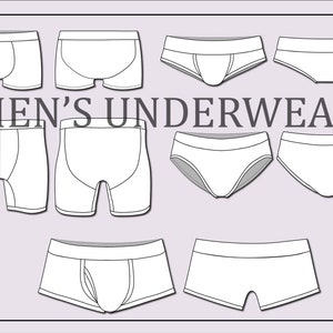 Men&#39;s underwear vectors -fashion flat sketch for adobe illustrator - technical drawing -Men&#39;s underwear templates