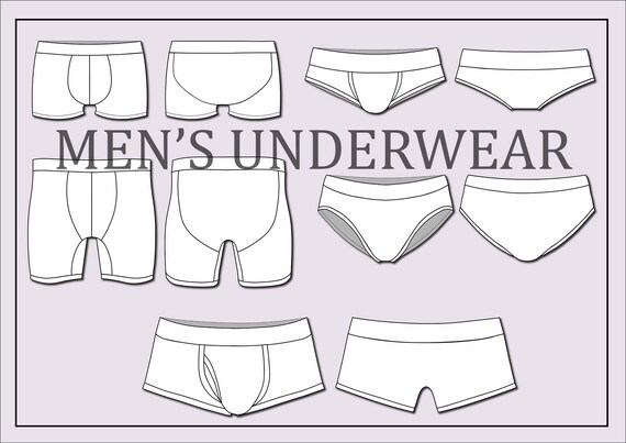 Plantillas vectoriales de ropa interior masculina: bocetos planos