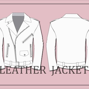 Veste en cuir de motard vecteur-Veste de moto vecteur-mode croquis plat pour adobe illustrator - dessin technique - modèle de veste en cuir