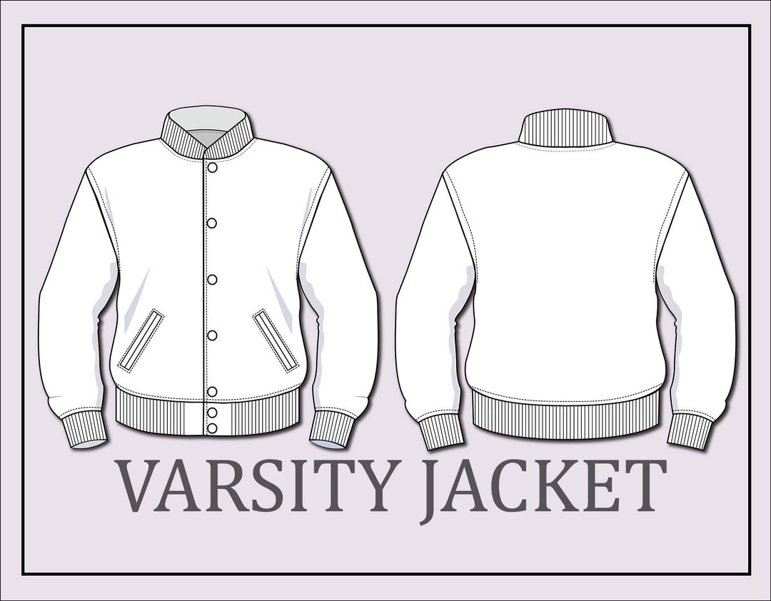 Varsity Jacket Vectorletterman Jacket Vector fashion Flat Sketch for Varsity Jacket Vectorletterman Jacket Vector fashion Flat Sketch for