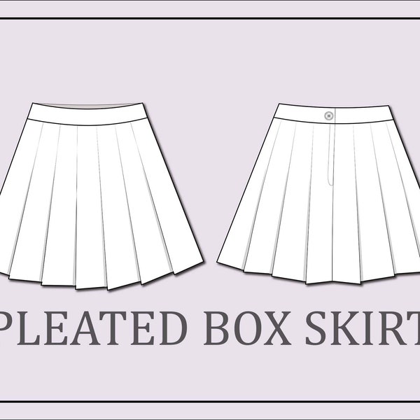 Skirt vector -pleated box skirt vector-fashion flat sketch for adobe illustrator - technical drawing - socks template - skirt flat sketch