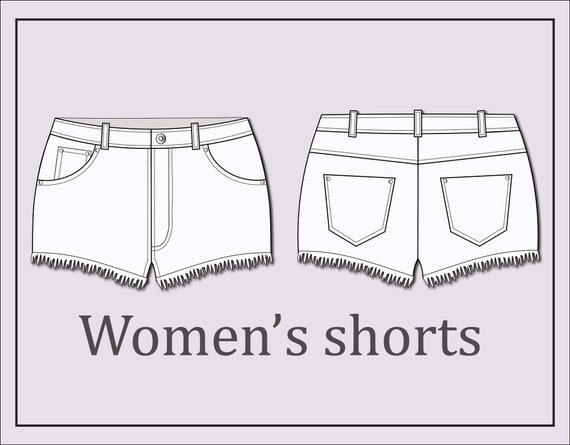 Buy Unisex Shorts Vector unisex Shorts-fashion Flat Sketch for Adobe  Illustrator Technical Drawing unisex Shorts Template Online in India - Etsy