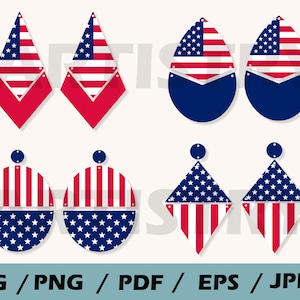 4th of july earrings bundle svg,American flag earrings bundle svg, I love USA SVG , Patriotic Independence day SVG , Earrings cut files