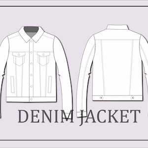 Op de afbeelding: Een wit denim jack met een knoopsluiting en twee borstzakken. Het jack wordt van voren en achteren getoond.