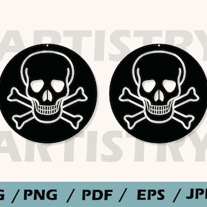 Halloween gevaar schedel oorbellen SVG, Halloween oorbellen SVG, schedel oorbellen SVG, Halloween silhouet gesneden bestand, SVG-bestanden voor cricut
