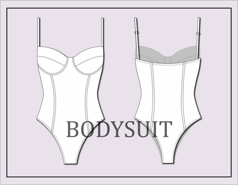 Bodysuit Vectortop Vectorwomen's Top Vector fashion Flat Sketch for