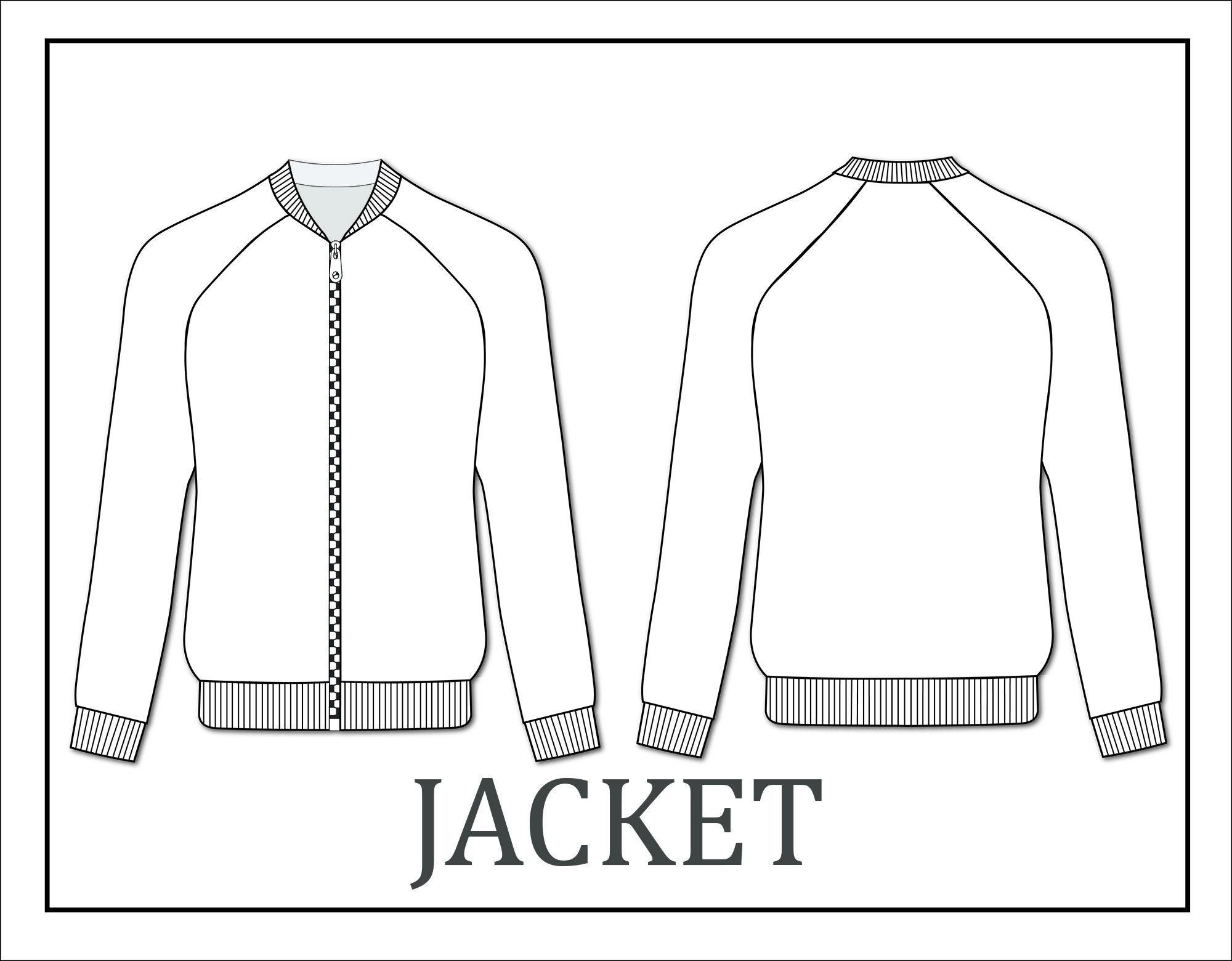 Track jacket vector-jacket vector-fashion flat sketch for | Etsy