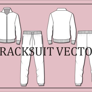 Tracksuit vector-sweatpants vector -jacket vector -fashion flat sketch for adobe illustrator - technical drawing -tracksuit jacket templates