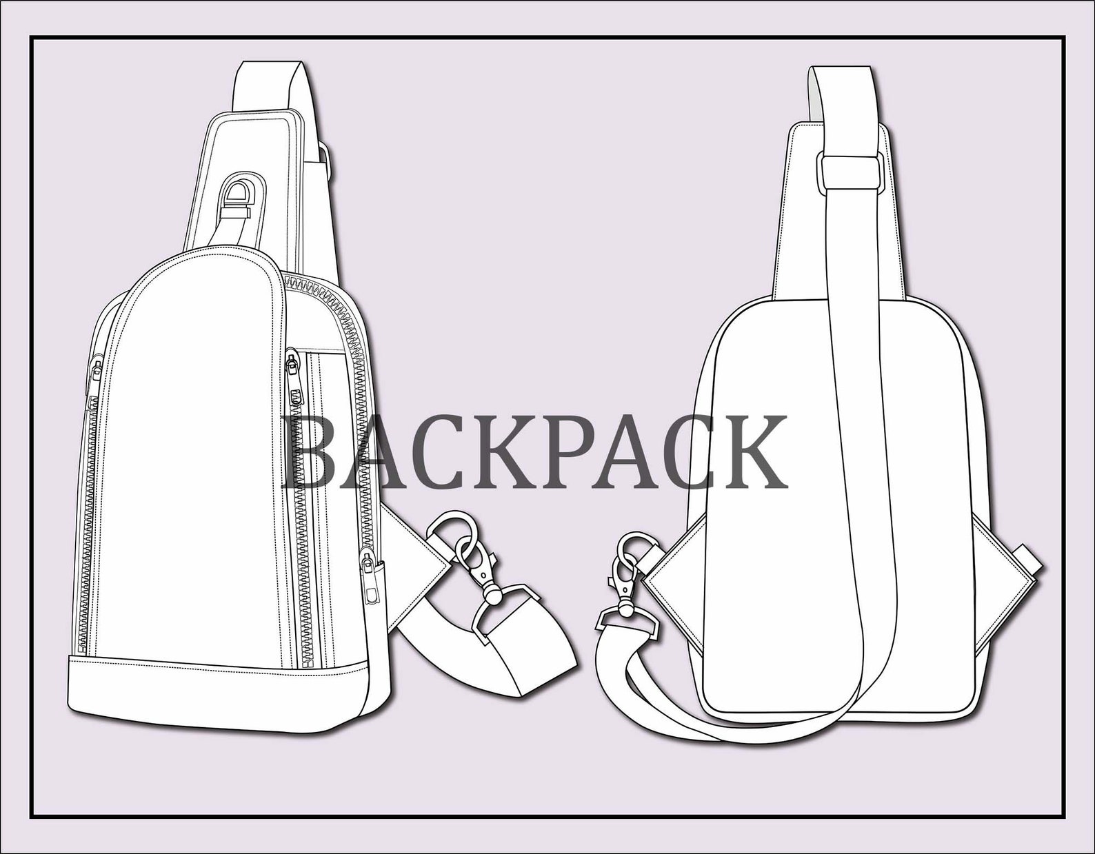 Backpack Vector-one Shoulder Backpack Vector-fashion Flat Sketch for ...