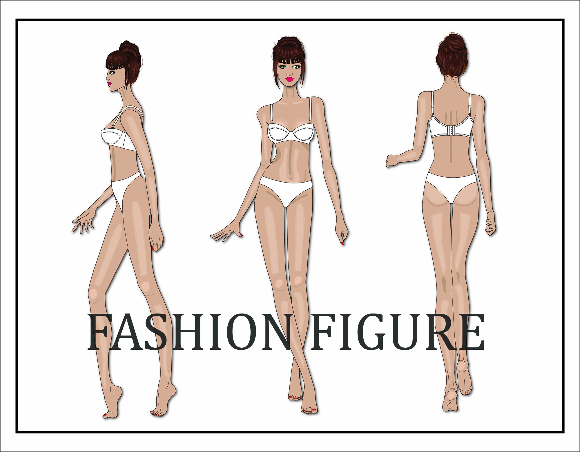 Woman body template for fashion collection. Standing female figure for  fashion Illustration #247034676