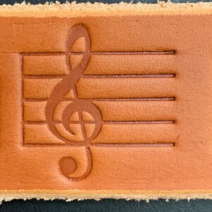 Music Themed - Delrin Leather Stamps / Clicker Stamp, Delrin Acetal - Various Designs Treble Clef w/ Staff