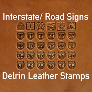 U.S. Road Sign Leather Stamp: Interstate, Route 66, PCH