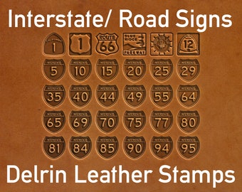 U.S. Interstate and Famous Roads Leather Stamps, Clicker or Arbor Press Stamp, PCH, Route 66, Blue Ridge Pkwy, Customization available!