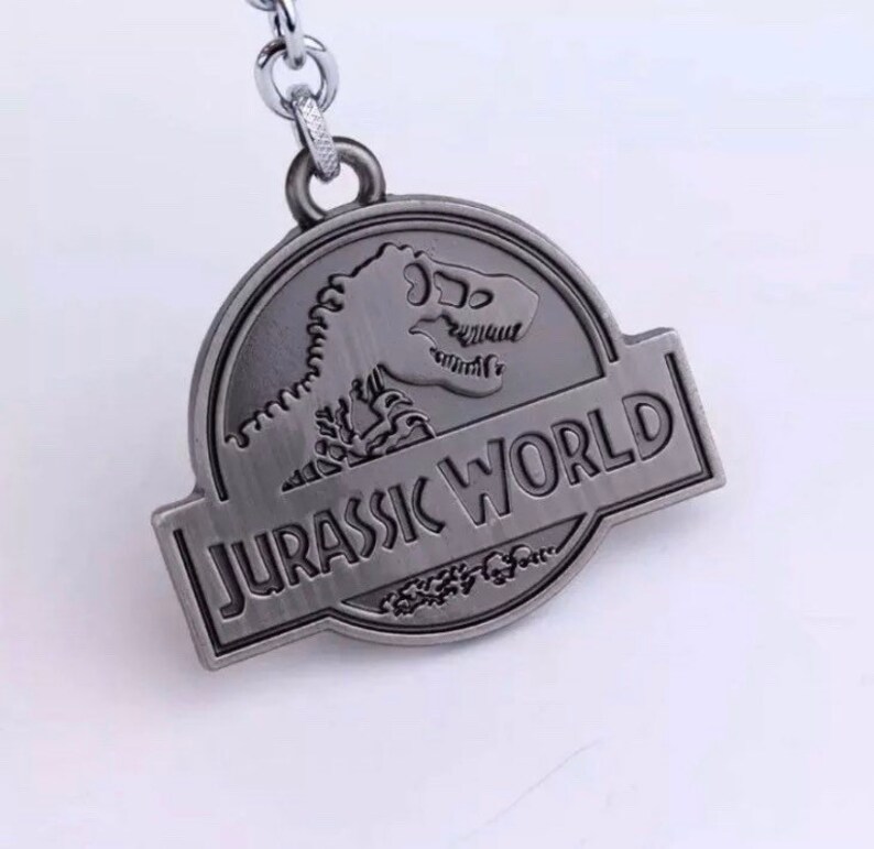 1x Dinosaur World Engraved Metal Keyring Keychain