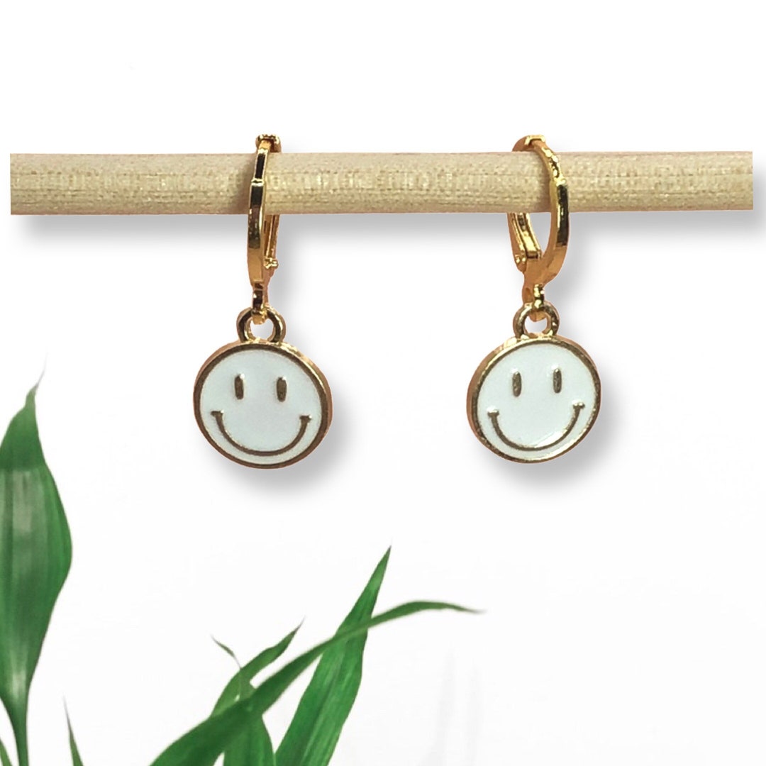 Smiley face dangle earrings Clearance
