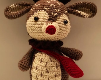 Reindeer handmade stuffed animal, Santa’s delivery deer, Christmas decoration, children’s toy, holiday gift.